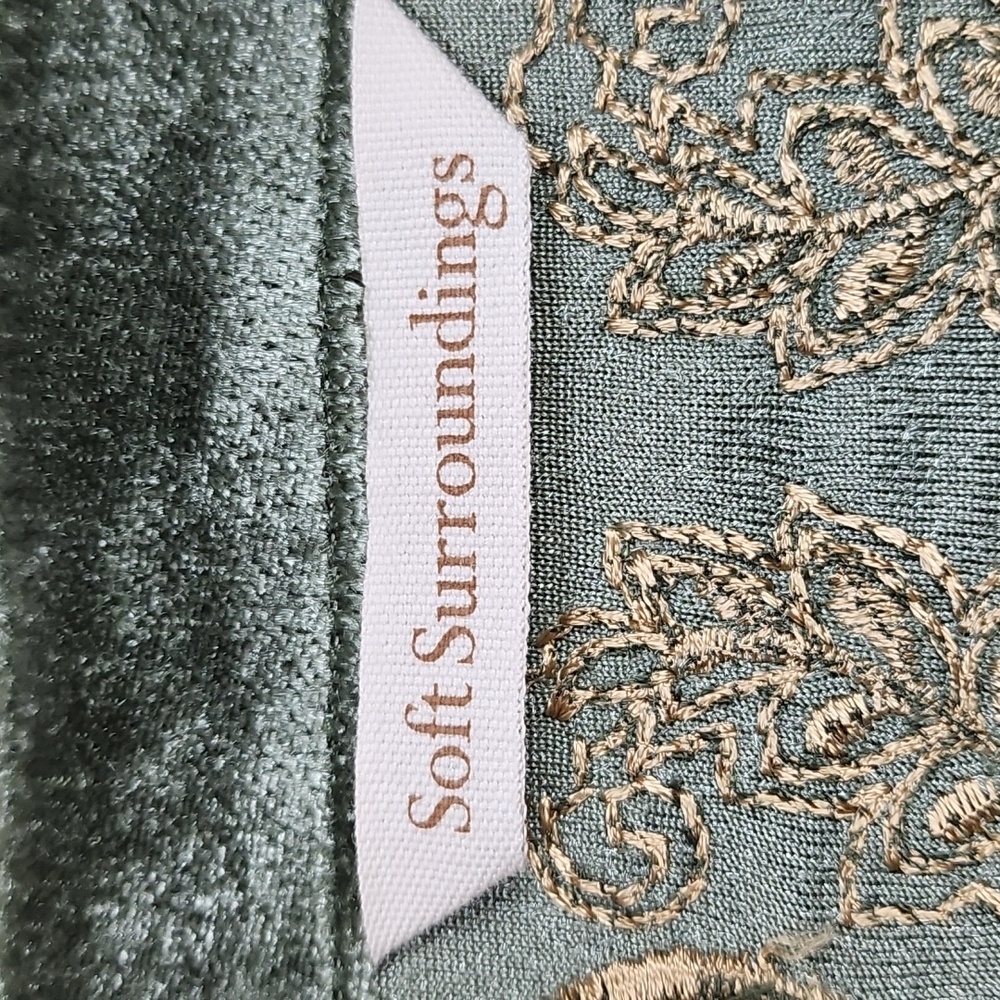 Soft Surroundings Olive Green Velvet Embroidered Tunic - Picture 11 of 16